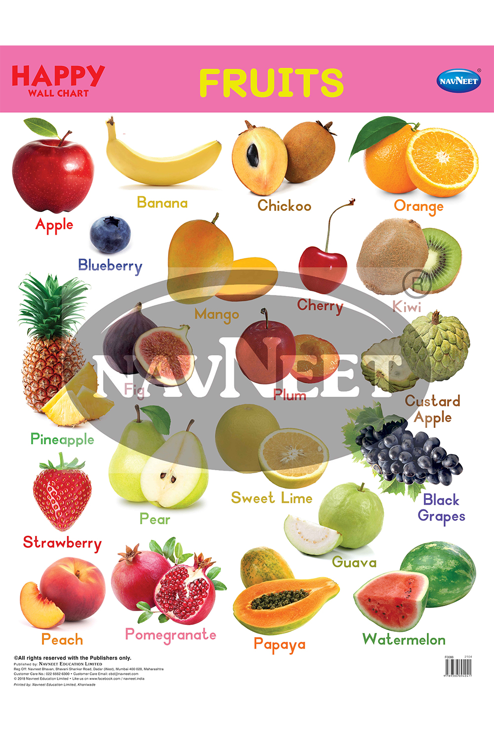 Happy Wall Chart - Fruits - Navneet Education Limited