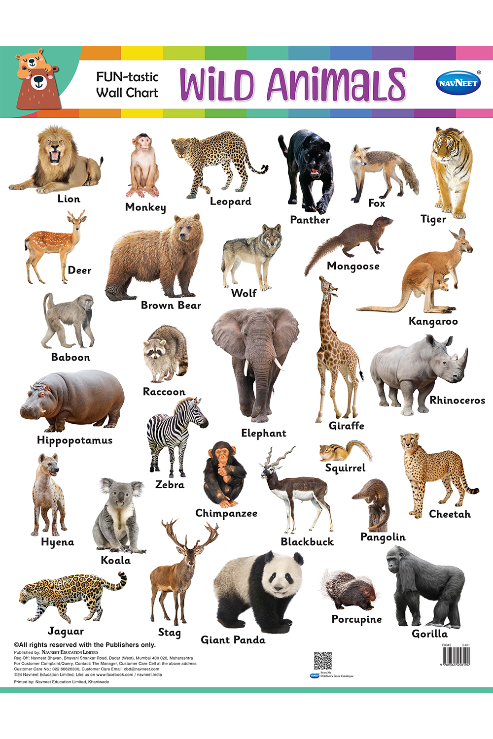 FUNtastic Wall Chart : Wild Animals - Navneet Education Limited