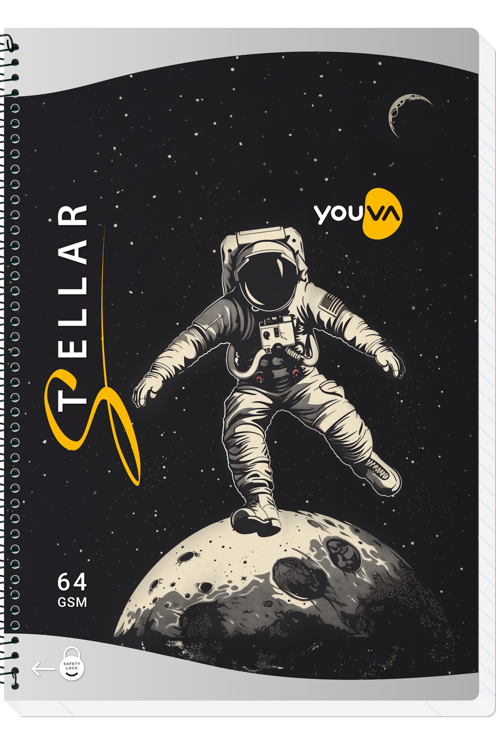 Navneet Youva Stellar | Spiral Long Notebook | A4 Size 21 cm x 29.7 cm | Single Line | 300 Pages