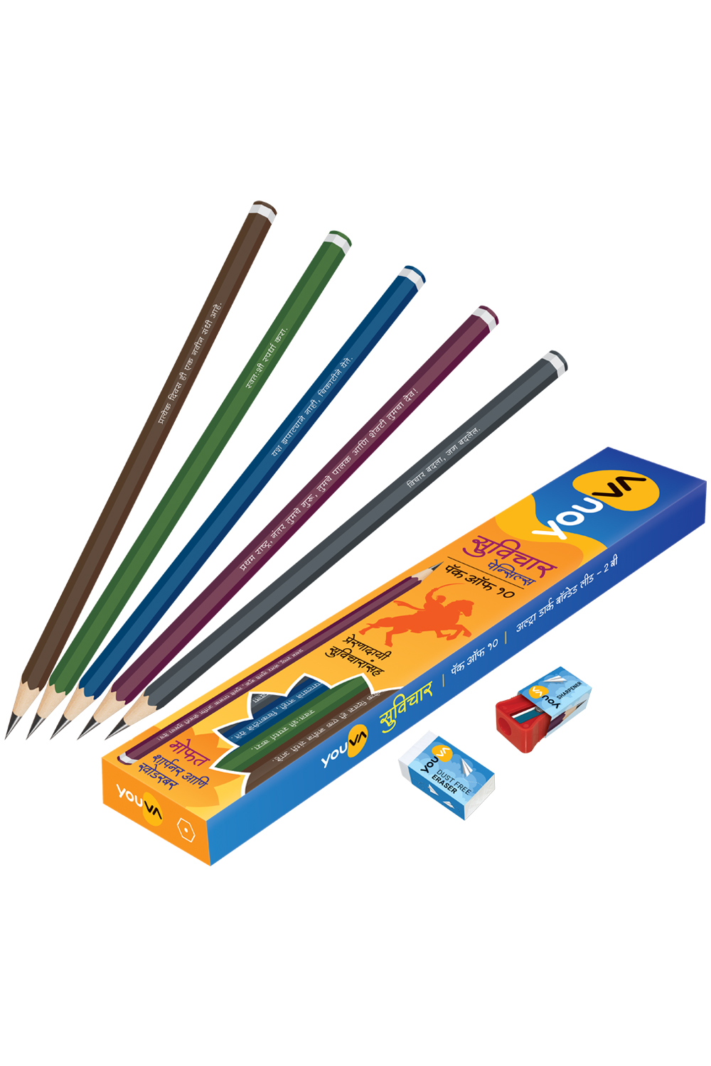 Navneet Youva | Suvichaar (Marathi) Pencils | Writing Pencil | Pack of 10